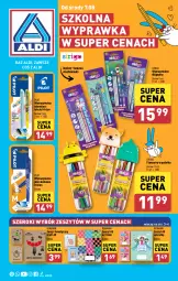 Gazetka promocyjna Aldi - Szkolna wyprawka w SUPER CENACH - Gazetka - ważna od 14.08 do 14.08.2024 - strona 1 - produkty: Długopis, Flamastry, Tusz