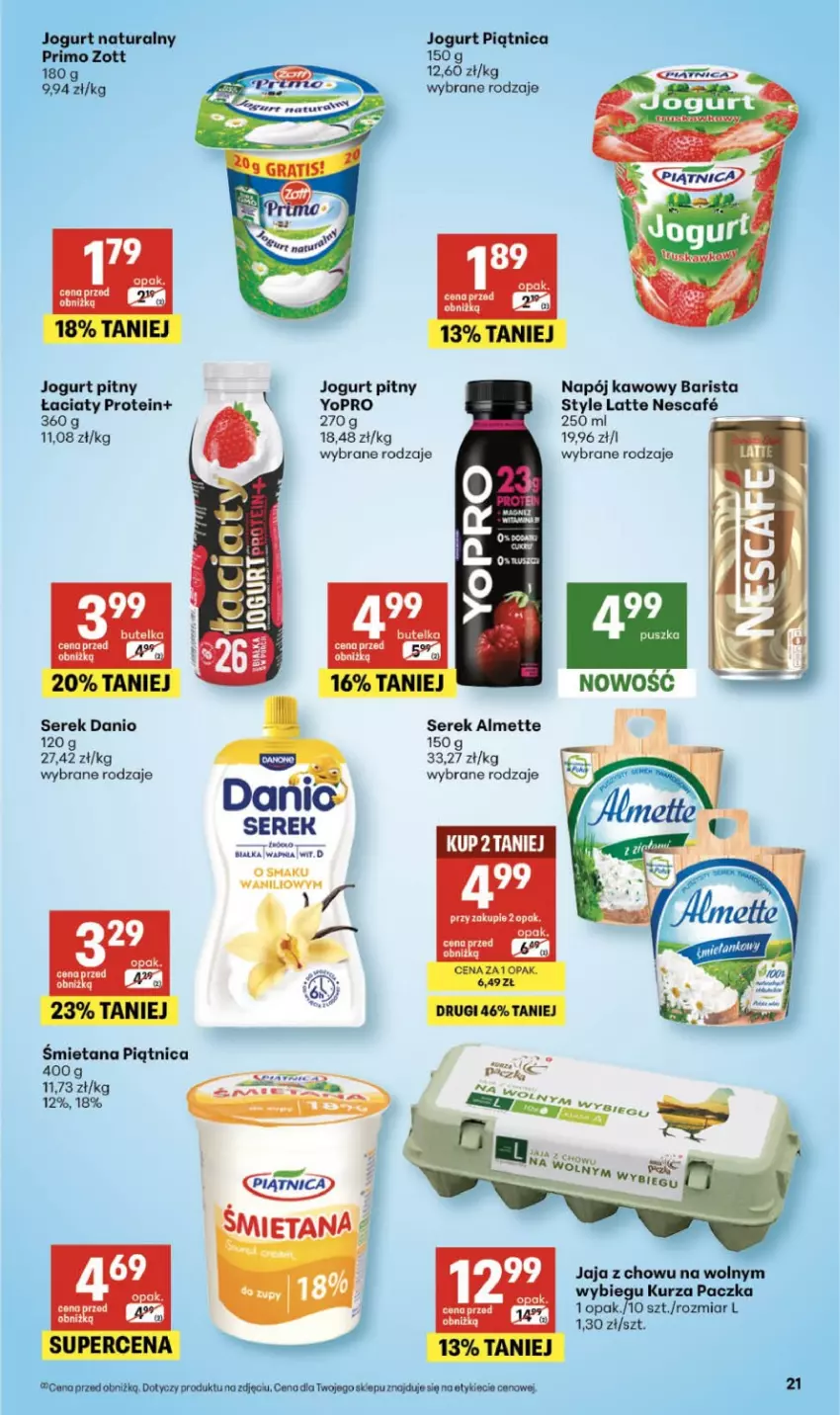 Gazetka promocyjna Delikatesy Centrum - Franczyza DC21 Czwartek - ważna 21.05 do 27.05.2026 - strona 21 - produkty: Almette, Danio, Jaja, Jogurt, Jogurt naturalny, Jogurt pitny, Napój, Piątnica, Ser, Serek, Zott