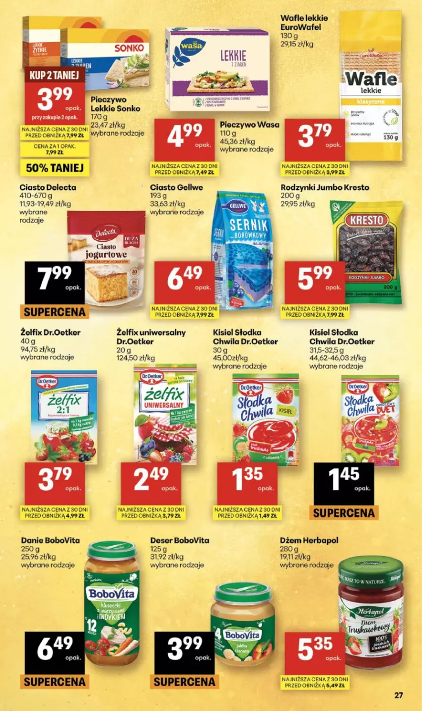 Gazetka promocyjna Delikatesy Centrum - Franczyza DC21 Czwartek - ważna 21.05 do 27.05.2026 - strona 27 - produkty: BoboVita, Delecta, Deser, Dżem, Herbapol, Jogurt, Kisiel, Piec, Pieczywo, Rodzynki, Ser, Sonko, Wafle, Wasa
