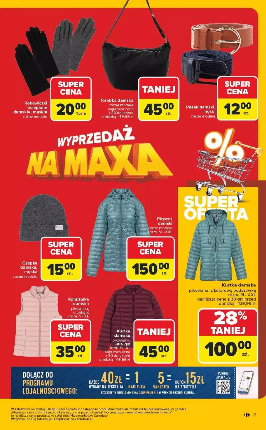 Gazetka promocyjna Carrefour - Gazetka Wyprzedaż na MAXA - ważna 15.12.2025 do 03.01.2026 - strona 13 - produkty: Czapka, Kurtka, Torebka