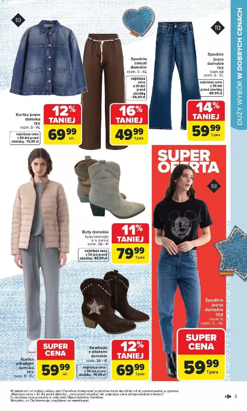 Gazetka promocyjna Carrefour - Gazetka Stylowe okazje od poniedziałku! - ważna 16.02 do 28.02.2026 - strona 3 - produkty: Buty, Kurtka, Spodnie, Spodnie jeans