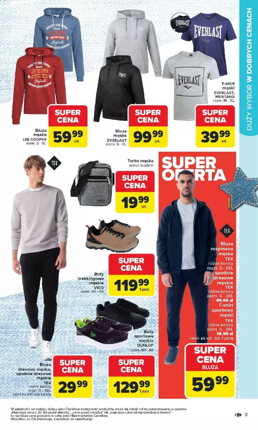 Gazetka promocyjna Carrefour - Gazetka Stylowe okazje od poniedziałku! - ważna 16.02 do 28.02.2026 - strona 9 - produkty: Bluza, Buty, Dres, Gry, Mus, Por, Spodnie, Sport, T-shirt, Top, Torba