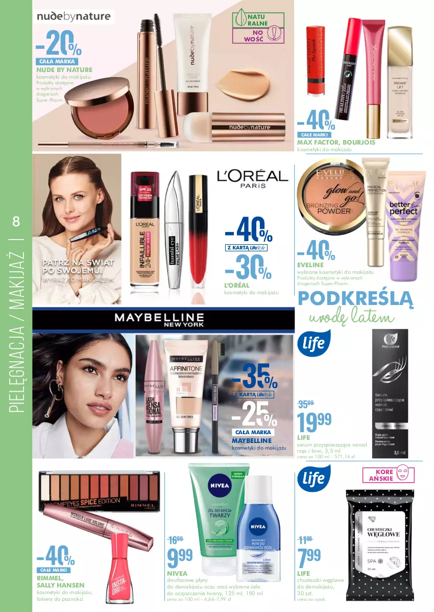 Gazetka promocyjna Super Pharm - Gazetka - ważna 19.08 do 31.08.2022 - strona 8 - produkty: Bell, Chusteczki, Eveline, Fa, L’Oréal, Lakier, Makijaż, Maybelline, Nivea, Rum, Sally Hansen, Ser, Serum