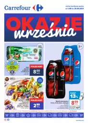 Gazetka promocyjna Carrefour - Gazetka Okazje września - Gazetka - ważna od 25.09 do 25.09.2021 - strona 1 - produkty: Goplana, Pepsi max, Cukier, Jaja, Mirinda, Cukierki czekoladowe, Wawel, LANA, Pepsi, Napój gazowany, Cukierki, Napój