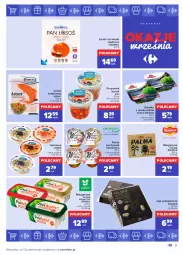 Gazetka promocyjna Carrefour - Gazetka Okazje września - Gazetka - ważna od 25.09 do 25.09.2021 - strona 3 - produkty: Sałatka, Hummus, Mus, Jaja, Suempol, Pasta warzywna, Palma, Sałat, Margaryna, Flora, Surimi, Lisner
