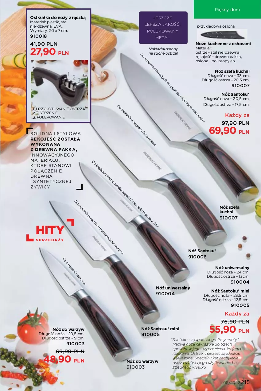 Gazetka promocyjna Faberlic - ważna 14.03 do 03.04.2022 - strona 215 - produkty: Fa, Noż, Nóż szefa kuchni, Nóż uniwersalny, Ostrzałka do noży