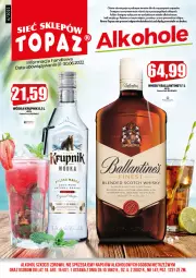 Gazetka promocyjna Topaz - Gazetka - Gazetka - ważna od 30.06 do 30.06.2022 - strona 1 - produkty: Top, Pur, Gra, Wódka, Whisky, Krupnik, Ballantine's