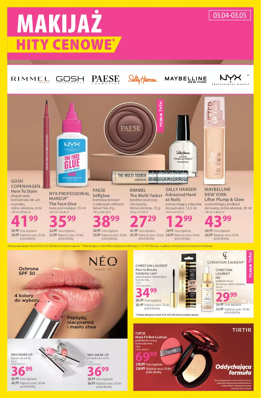 Gazetka promocyjna Hebe - Gazetka - ważna 18.04 do 03.05.2026 - strona 10 - produkty: Balsam do ust, Bell, Brit, Bronzer, Fa, Gosh, Konturówka do ust, Laur, Makijaż, Maybelline, Odżywka, PAESE, Podkład, Podkład do twarzy, Rum, Sally Hansen, Ser, Serum, Serum do twarzy, Tusz, Velvet