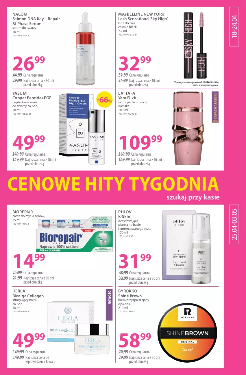 Gazetka promocyjna Hebe - Gazetka - ważna 18.04 do 03.05.2026 - strona 13 - produkty: Bell, Biorepair, Fa, Krem do twarzy, Krem na noc, Lack, LG, Maybelline, Nacomi, Perfum, Rum, Ryż, Sati, Ser, Serum, Serum do twarzy, Tusz, Woda, Woda perfumowana