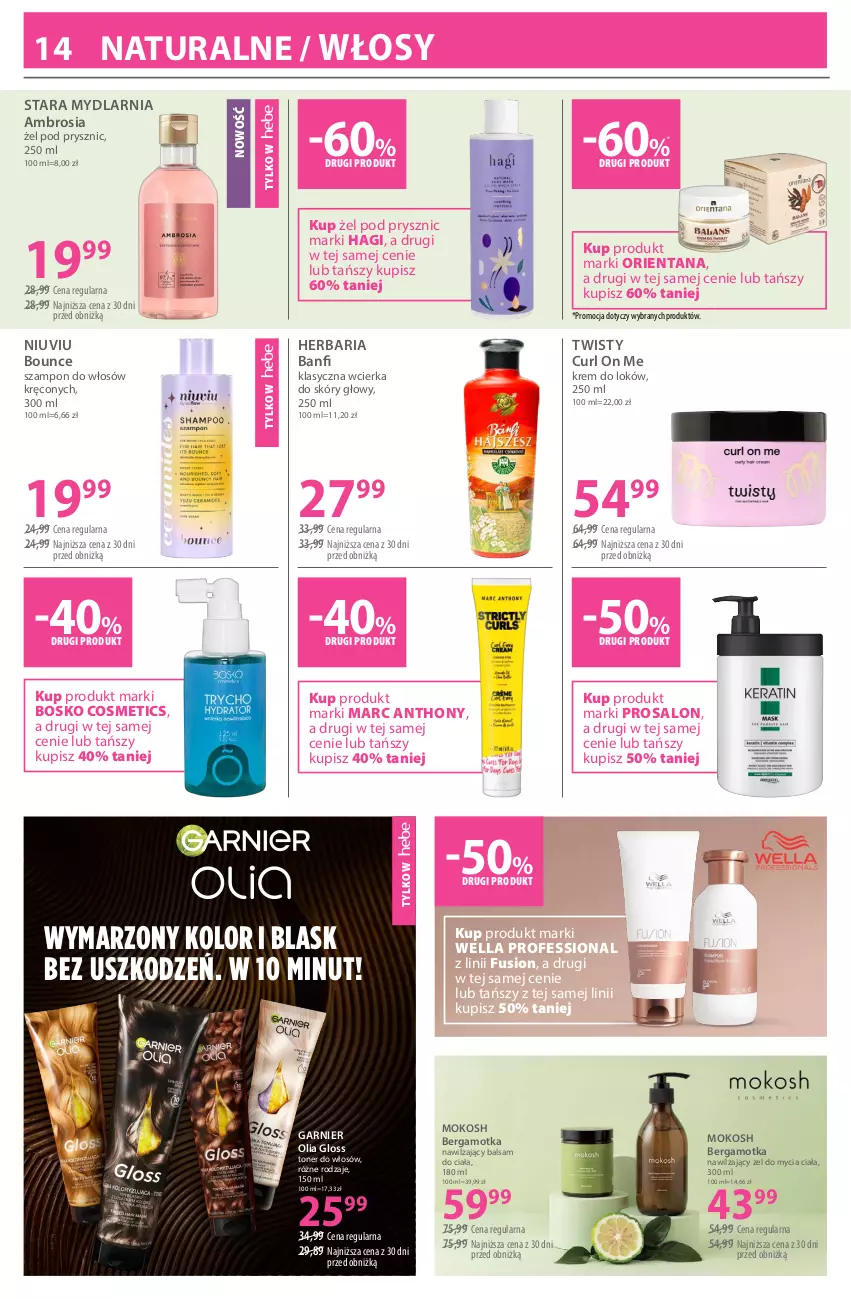 Gazetka promocyjna Hebe - Gazetka - ważna 18.04 do 03.05.2026 - strona 14 - produkty: Balsam do ciała, Fusion, Garnier, Nawilżający balsam, Szampon, Wella
