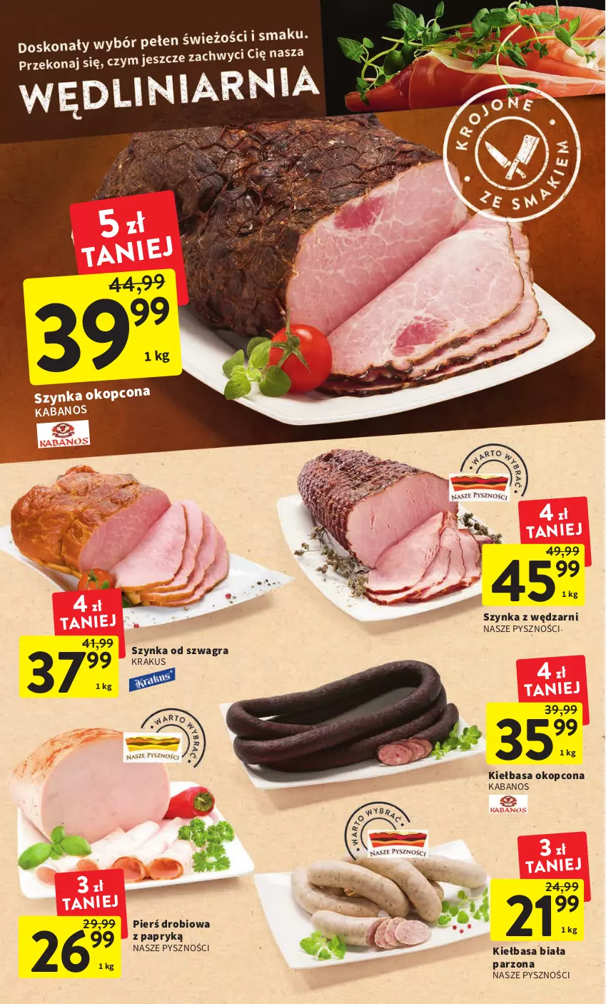 Gazetka promocyjna Intermarche - Gazetka Intermarche - ważna 26.01 do 01.02.2023 - strona 14 - produkty: Gra, Kabanos, Kiełbasa, Kiełbasa biała, Krakus, Szynka