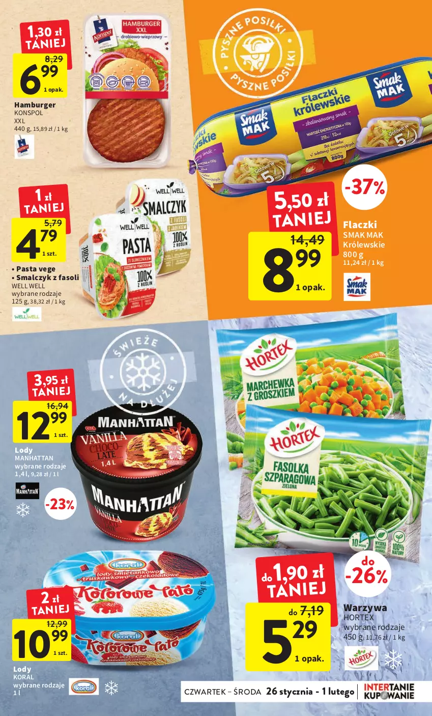 Gazetka promocyjna Intermarche - Gazetka Intermarche - ważna 26.01 do 01.02.2023 - strona 17 - produkty: Burger, Fa, Hamburger, Hortex, Królewski, Lody, Warzywa