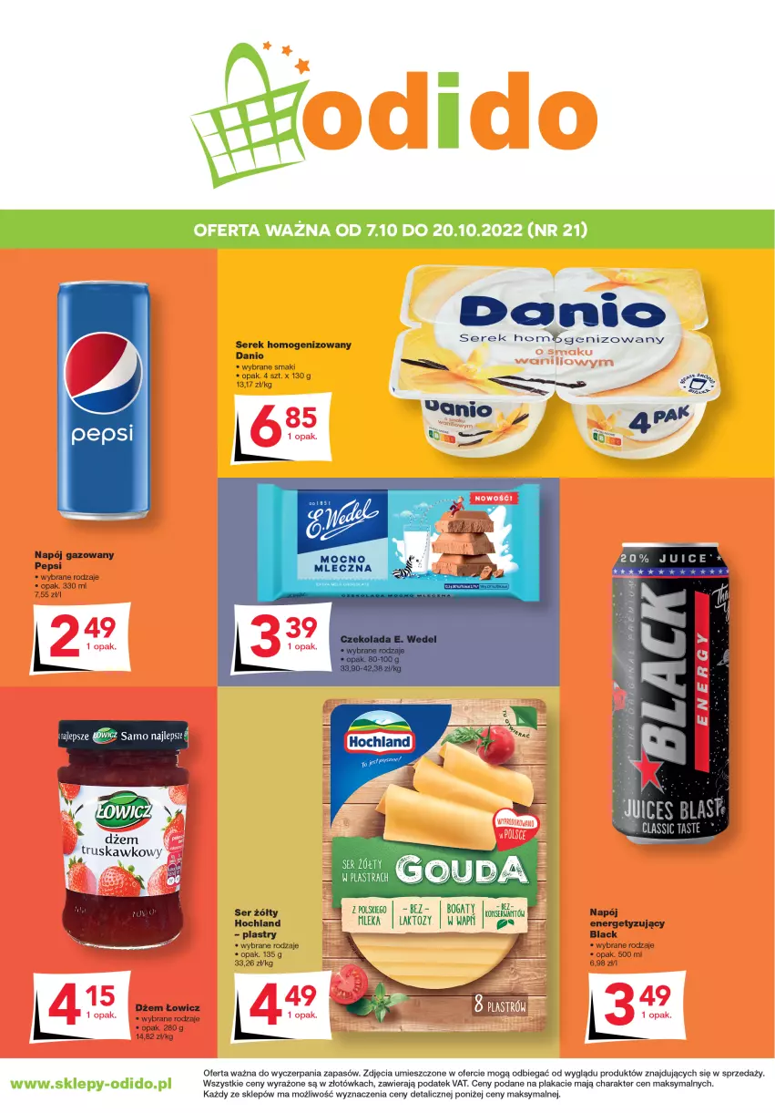 Gazetka promocyjna Odido - Super Oferty! - ważna 07.10 do 20.10.2022 - strona 1 - produkty: Danio, Dżem, Hochland, Lack, Napój, Napój gazowany, Ser, Serek, Serek homogenizowany