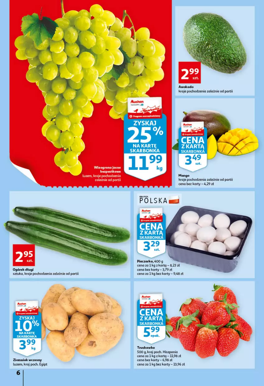 Gazetka promocyjna Auchan - przeNISKIE CENY przeWSPANIAŁE okazje Hipermarkety - ważna 21.04 do 27.04.2022 - strona 6 - produkty: Gra, Mango, Ogórek, Piec, Pieczarka