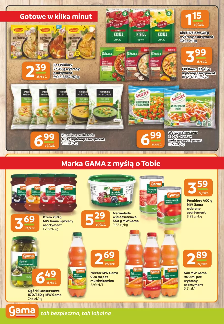 Gazetka promocyjna Gama - Gazetka Gama - ważna 30.10 do 12.11.2024 - strona 8 - produkty: Delecta, Dżem, Hortex, Kisiel, Knorr, Marmolada, Mola, Nektar, Ogórki konserwowe, Piec, Pomidory, Ser, Sok, Sos, Warzywa, Winiary, Zupa