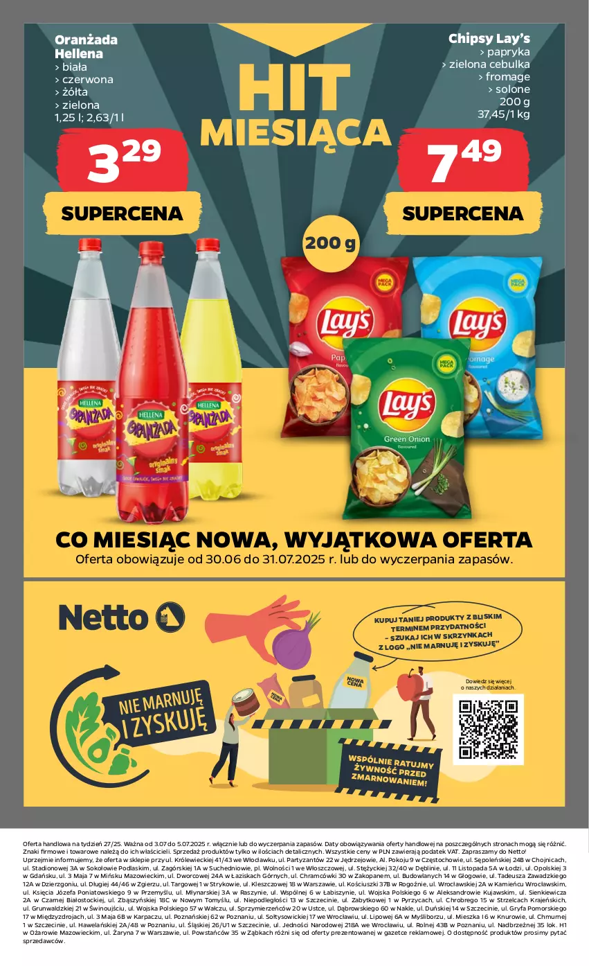 Gazetka promocyjna Netto - Od Czwartku - ważna 03.07 do 05.07.2025 - strona 17 - produkty: Chipsy, Fa, Gry, Hellena, Karp, Kujawski, Lay’s, O nas, Oranżada, Papryka, Podlaski, Sok, Stock, Top, Wino