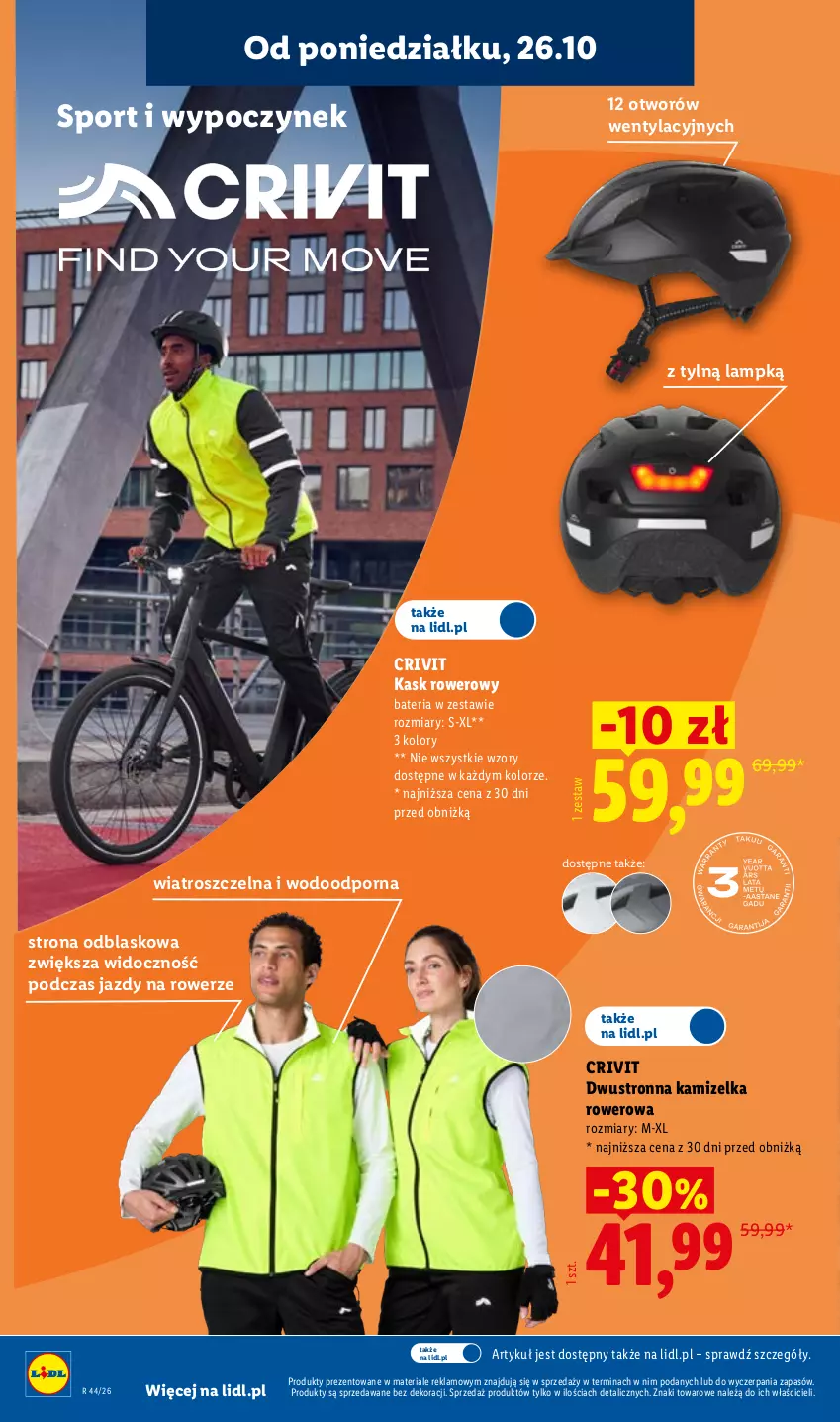Gazetka promocyjna Lidl - Katalog - ważna 26.10 do 31.10.2026 - strona 10 - produkty: Bateria, Kamizelka, Kask, Por, Rower, Sport