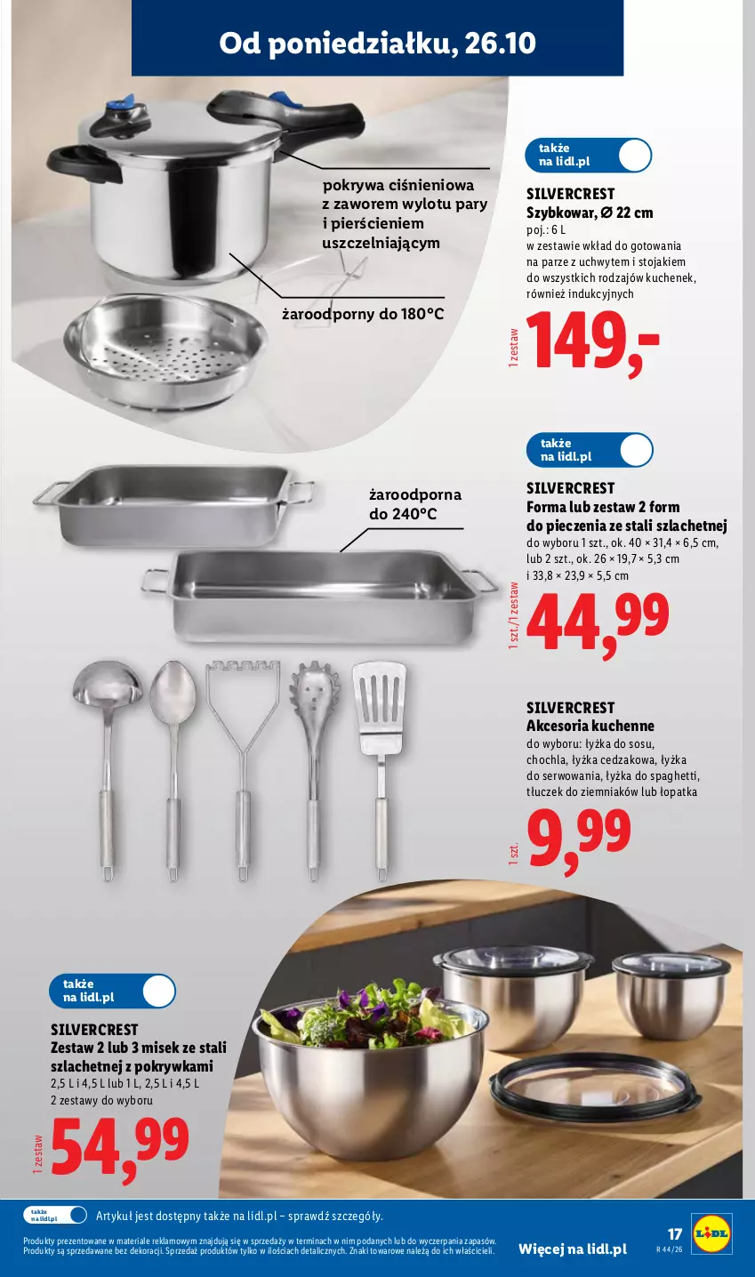 Gazetka promocyjna Lidl - Katalog - ważna 26.10 do 31.10.2026 - strona 21 - produkty: Cedzak, Piec, Pokrywa, Por, Ser, Silvercrest, Sos, Spaghetti, Stojak, Szybkowar, Tłuczek