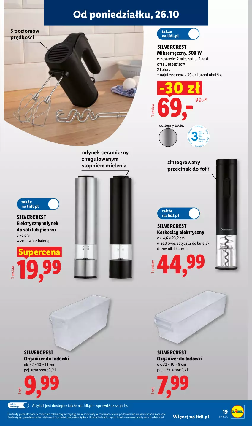 Gazetka promocyjna Lidl - Katalog - ważna 26.10 do 31.10.2026 - strona 23 - produkty: Dozownik, Koc, Korkociąg, Mikser, Mikser ręczny, Młynek, Organizer, Pieprz, Ser, Silvercrest, Top
