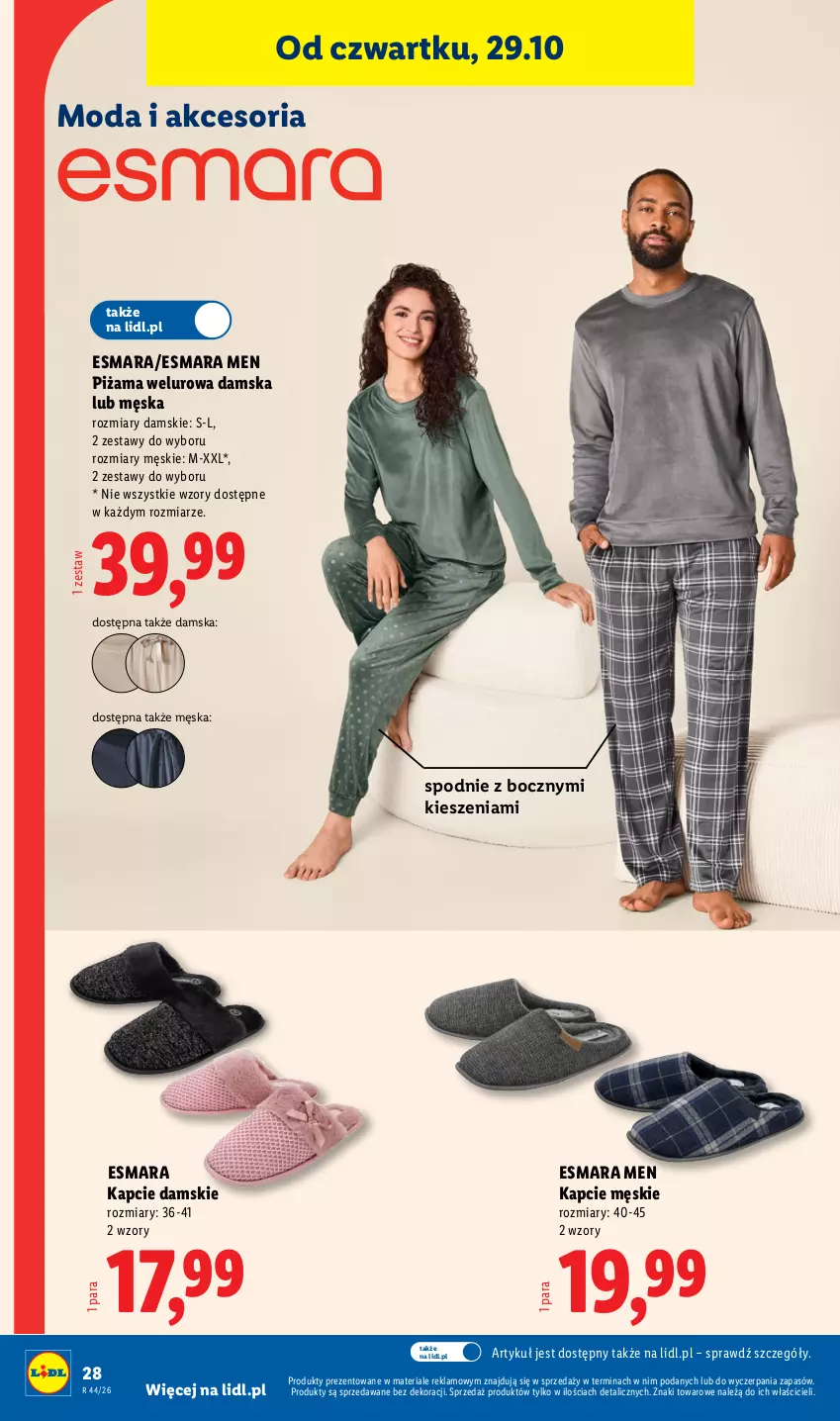 Gazetka promocyjna Lidl - Katalog - ważna 26.10 do 31.10.2026 - strona 34 - produkty: Kapcie, Moda, Piżama, Spodnie
