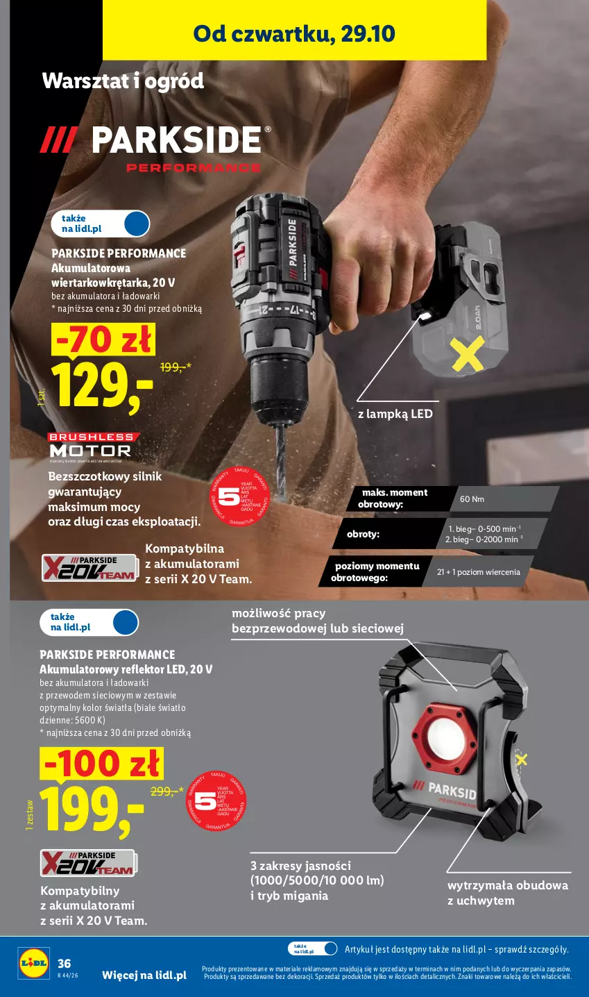 Gazetka promocyjna Lidl - Katalog - ważna 26.10 do 31.10.2026 - strona 42 - produkty: Akumulator, Akumulatorowa wiertarkowkrętark, Ogród, Parkside, Reflektor, Reflektor LED, Ser, Tarka, Wiertarkowkrętarka, Wkręt, Wkrętarka