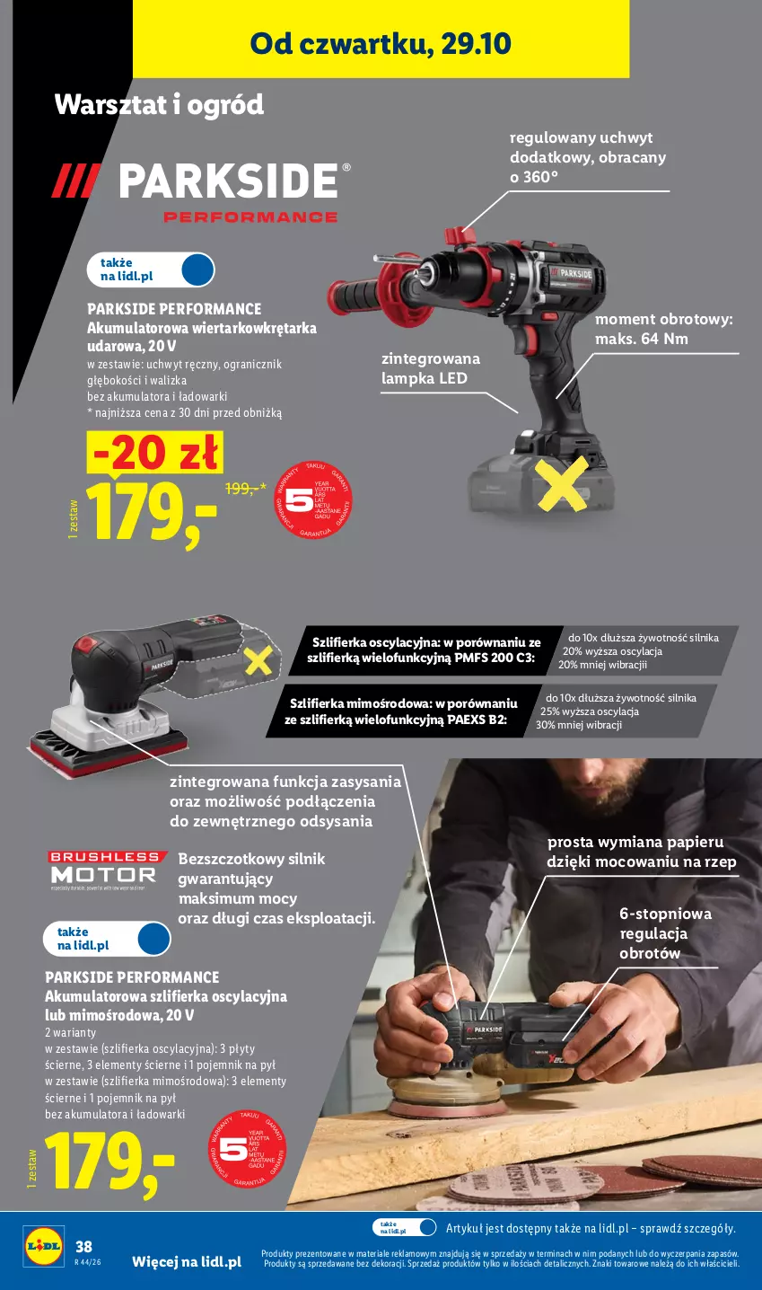 Gazetka promocyjna Lidl - Katalog - ważna 26.10 do 31.10.2026 - strona 44 - produkty: Akumulator, Akumulatorowa wiertarkowkrętark, Gra, Ogród, Papier, Parkside, Pojemnik, Por, Szlifierka, Tarka, Top, Walizka, Wiertarkowkrętarka, Wkręt, Wkrętarka