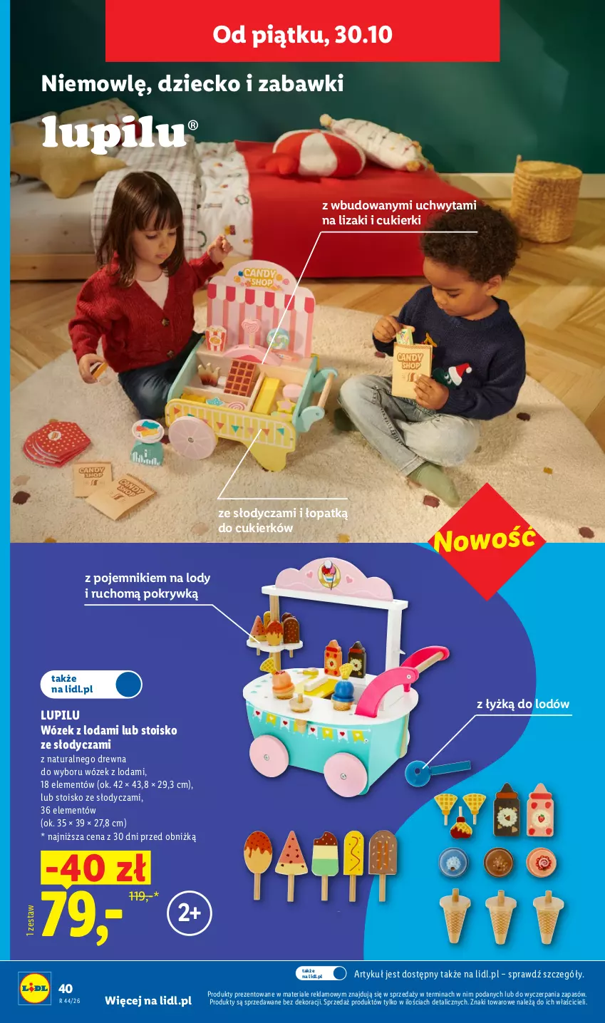 Gazetka promocyjna Lidl - Katalog - ważna 26.10 do 31.10.2026 - strona 46 - produkty: Cukier, Cukierki, Lizaki, Lody, Pojemnik, Wózek
