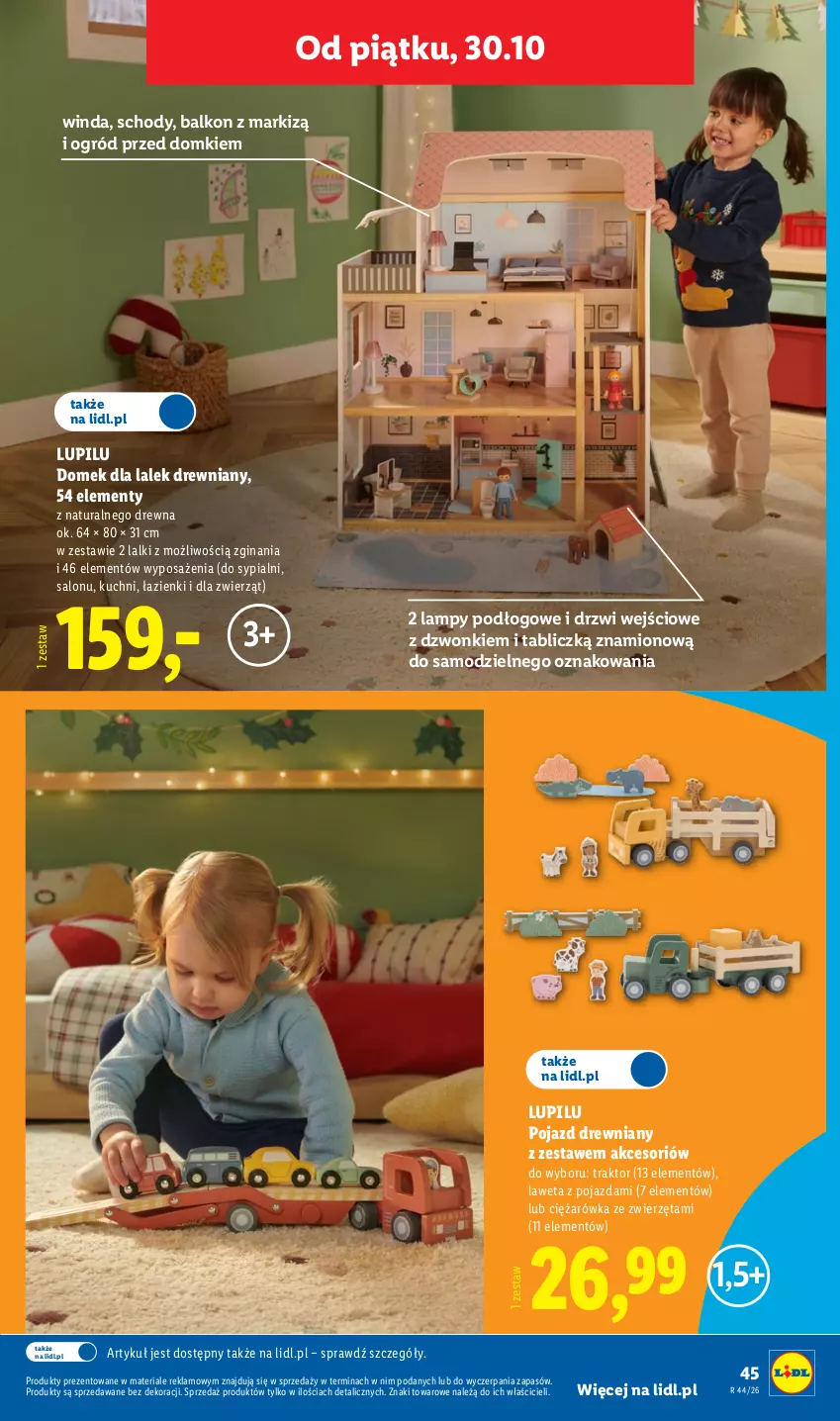 Gazetka promocyjna Lidl - Katalog - ważna 26.10 do 31.10.2026 - strona 51 - produkty: Domek dla lalek, Drzwi, Drzwi wejściowe, Gin, Ogród, Pojazd, Traktor, Zwierzęta