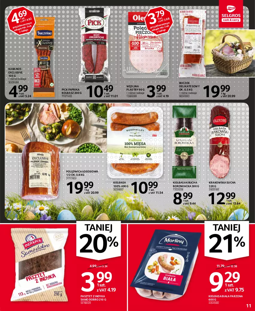 Gazetka promocyjna Selgros - Oferta spożywcza - ważna 25.03 do 05.04.2021 - strona 11 - produkty: Boczek, Kabanos, Kiełbasa, Kiełbasa biała, Kiełbasa krucha, Pasztet, Pasztet z indyka, Polędwica, Sos, Wędlina