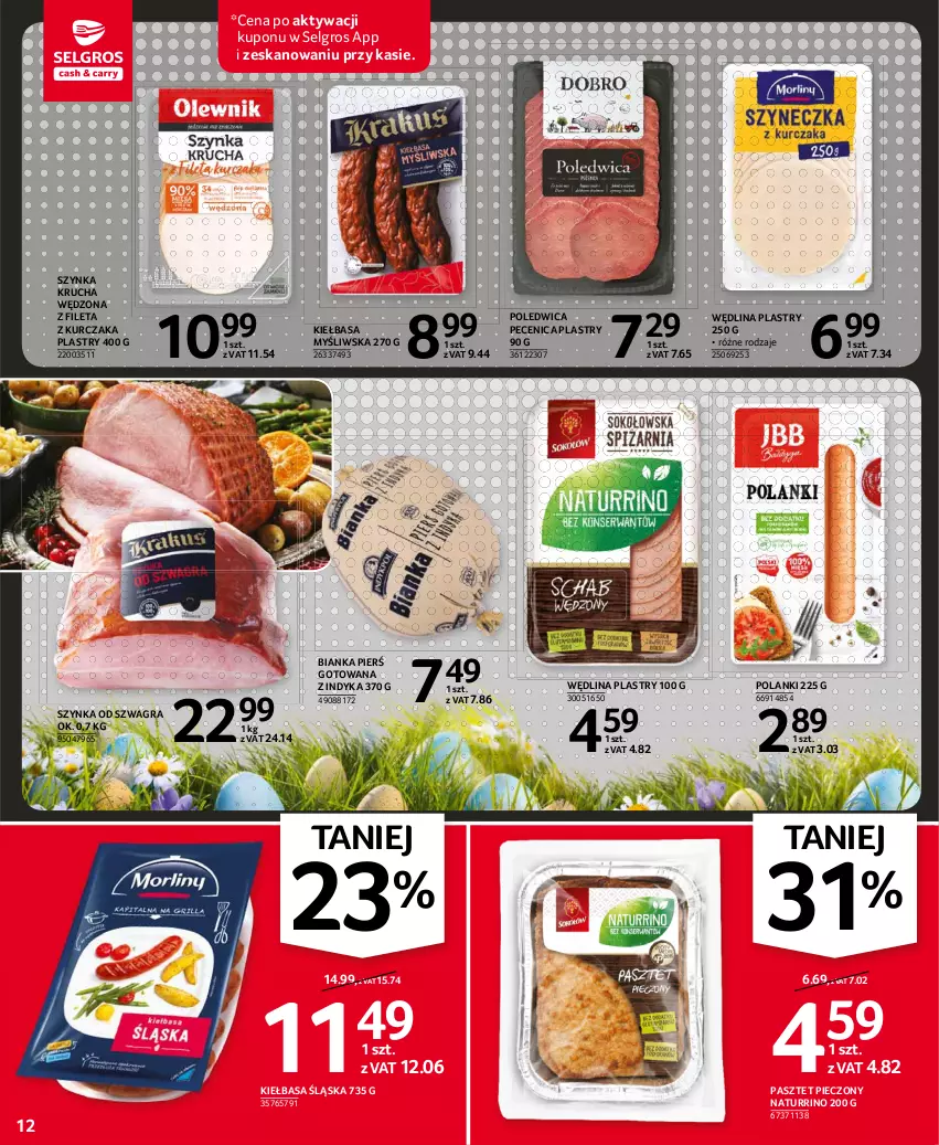 Gazetka promocyjna Selgros - Oferta spożywcza - ważna 25.03 do 05.04.2021 - strona 12 - produkty: Bianka, Gra, Kiełbasa, Kiełbasa śląska, Kurczak, Lanki, LG, Pasztet, Piec, Szynka, Wędlina