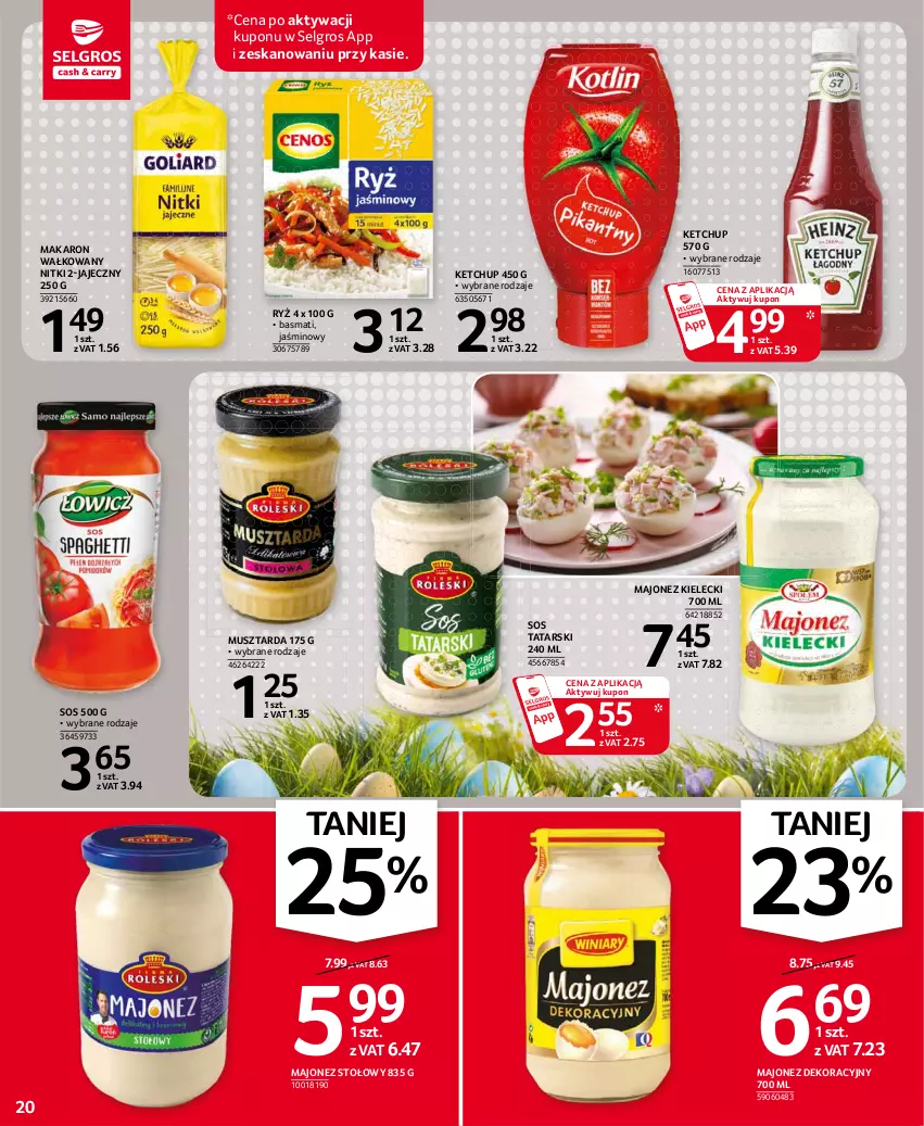 Gazetka promocyjna Selgros - Oferta spożywcza - ważna 25.03 do 05.04.2021 - strona 20 - produkty: Ketchup, LG, Majonez, Makaron, Mus, Musztarda, Ryż, Sos