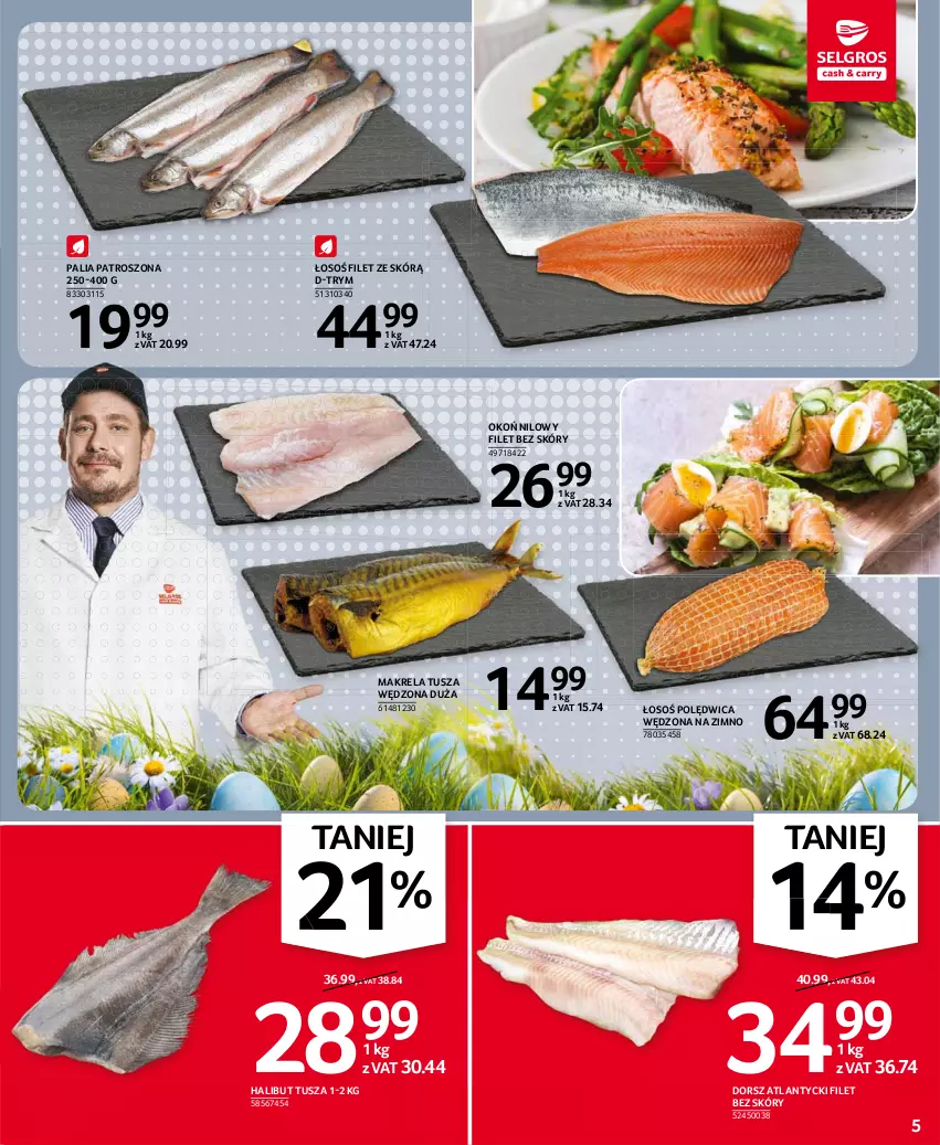 Gazetka promocyjna Selgros - Oferta spożywcza - ważna 25.03 do 05.04.2021 - strona 5 - produkty: Dorsz, Halibut, Polędwica, Tusz