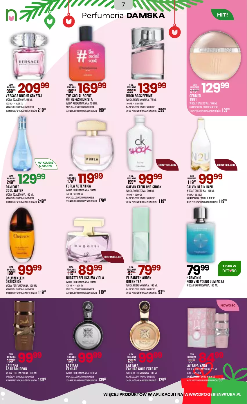 Gazetka promocyjna Drogerie Natura - Gazetka Drogerie Natura - ważna 10.12 do 28.12.2025 - strona 7 - produkty: Bell, Bourbon, Calvin Klein, Cerruti, Davidoff, Elizabeth Arden, Fa, Hugo Boss, Olej, Perfum, SESSIO, Versace, Woda, Woda perfumowana, Woda toaletowa