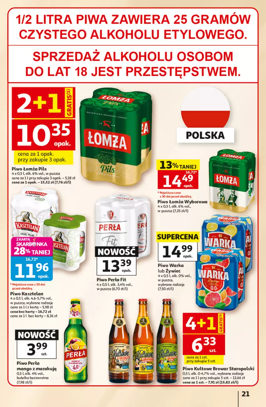 Gazetka promocyjna Auchan - 30 Lat Hipermarket - ważna 25.06 do 01.07.2026 - strona 21 - produkty: Kasztelan, Mango, Perła, Piwo, Warka, Wyborowa