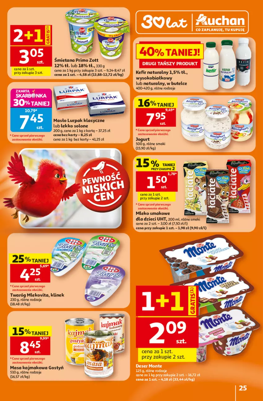 Gazetka promocyjna Auchan - 30 Lat Hipermarket - ważna 25.06 do 01.07.2026 - strona 25 - produkty: Dzieci, Fa, Jogurt, Kefir, Kefir naturalny, Lurpak, Masło, Mleko, Mleko smakowe, Mlekovita, Ser, Sok, Twaróg, Zott