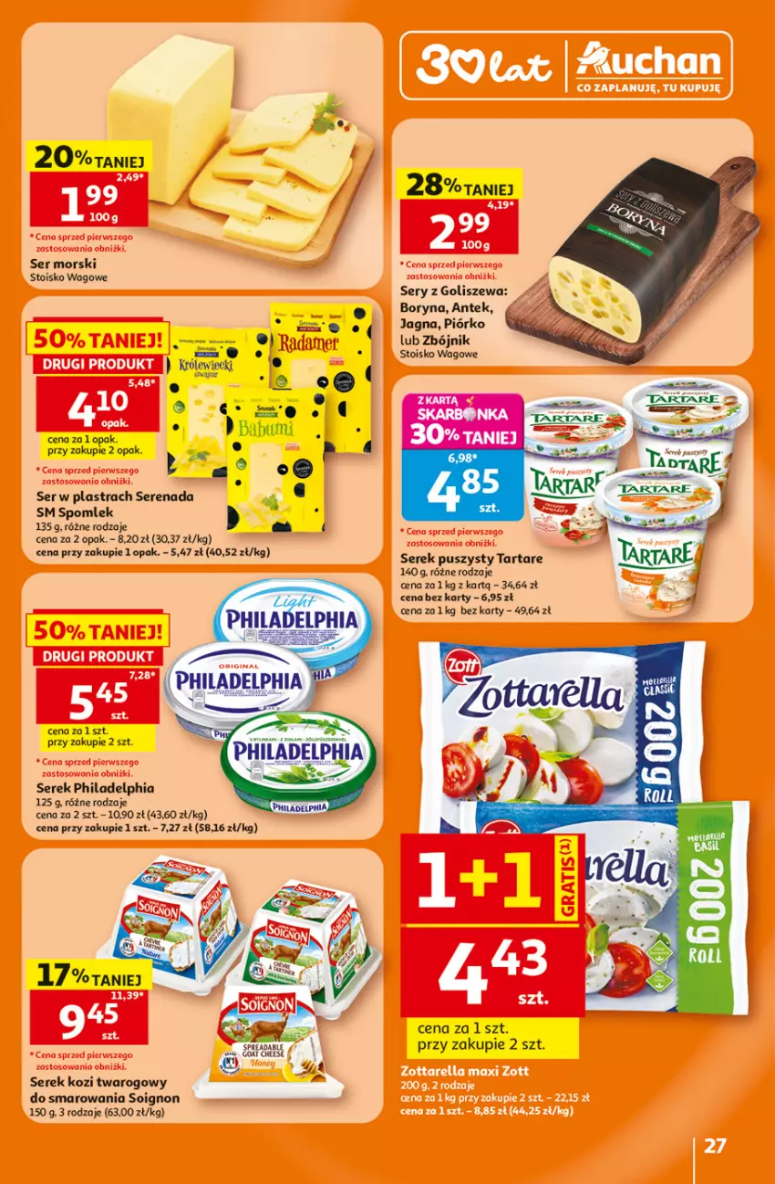 Gazetka promocyjna Auchan - 30 Lat Hipermarket - ważna 25.06 do 01.07.2026 - strona 27 - produkty: Philadelphia, Por, Ser, Serek, Serek puszysty, Tarta, Tartare