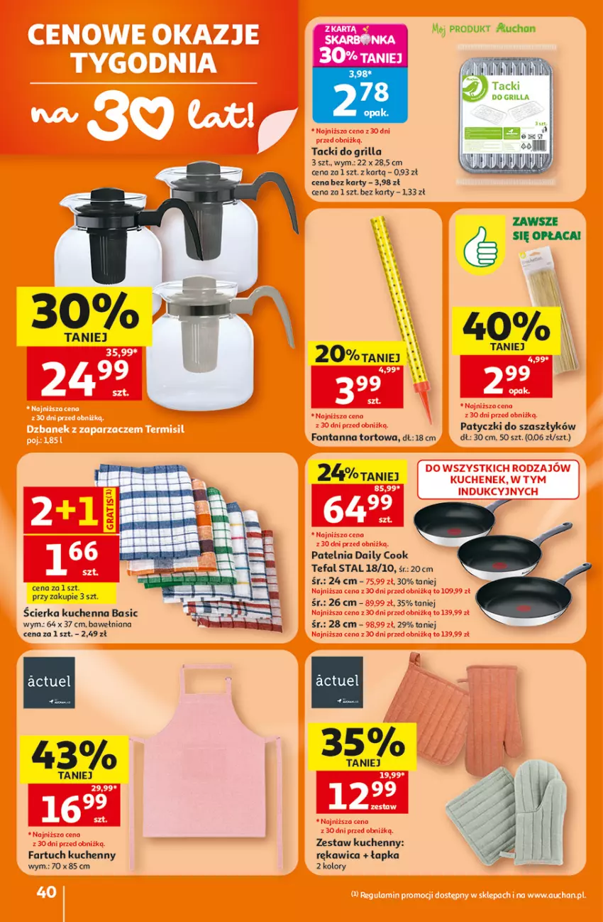 Gazetka promocyjna Auchan - 30 Lat Hipermarket - ważna 25.06 do 01.07.2026 - strona 40 - produkty: Fa, Fartuch kuchenny, Grill, Patelnia, Tefal
