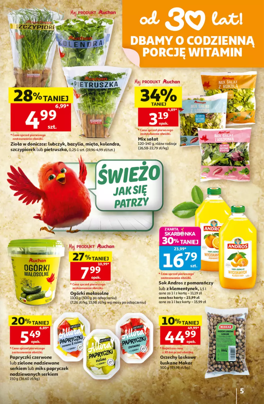 Gazetka promocyjna Auchan - 30 Lat Hipermarket - ważna 25.06 do 01.07.2026 - strona 5 - produkty: Bazyl, Bazylia, Kolendra, Mięta, Pietruszka, Ser, Sok, Zioła w doniczce