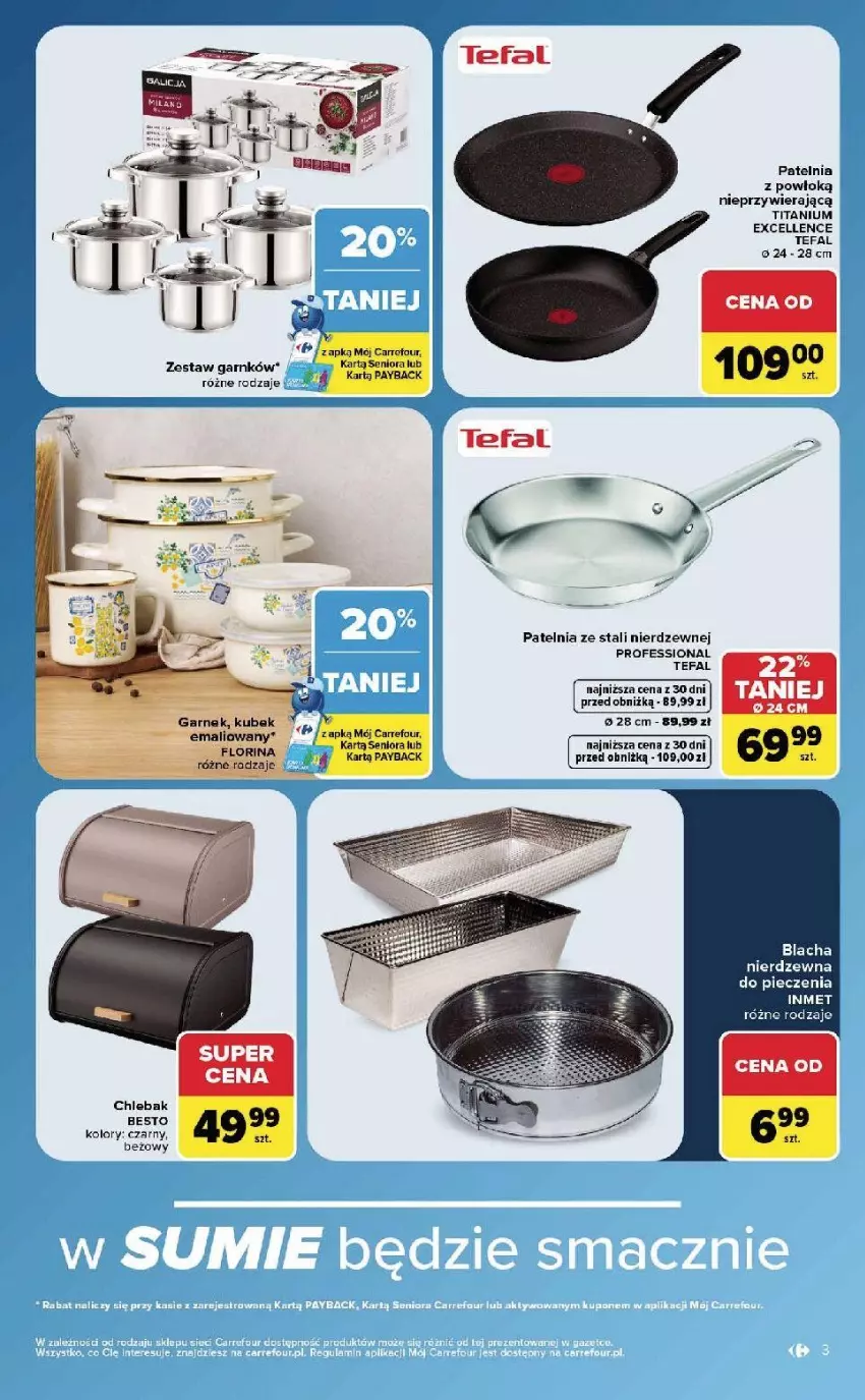 Gazetka promocyjna Carrefour - Gazetka Carrefour w SUMIE same okazje - ważna 24.08 do 05.09.2026 - strona 3 - produkty: Chleb, Chlebak, Fa, Garnek, Patelnia, Piec, Tefal