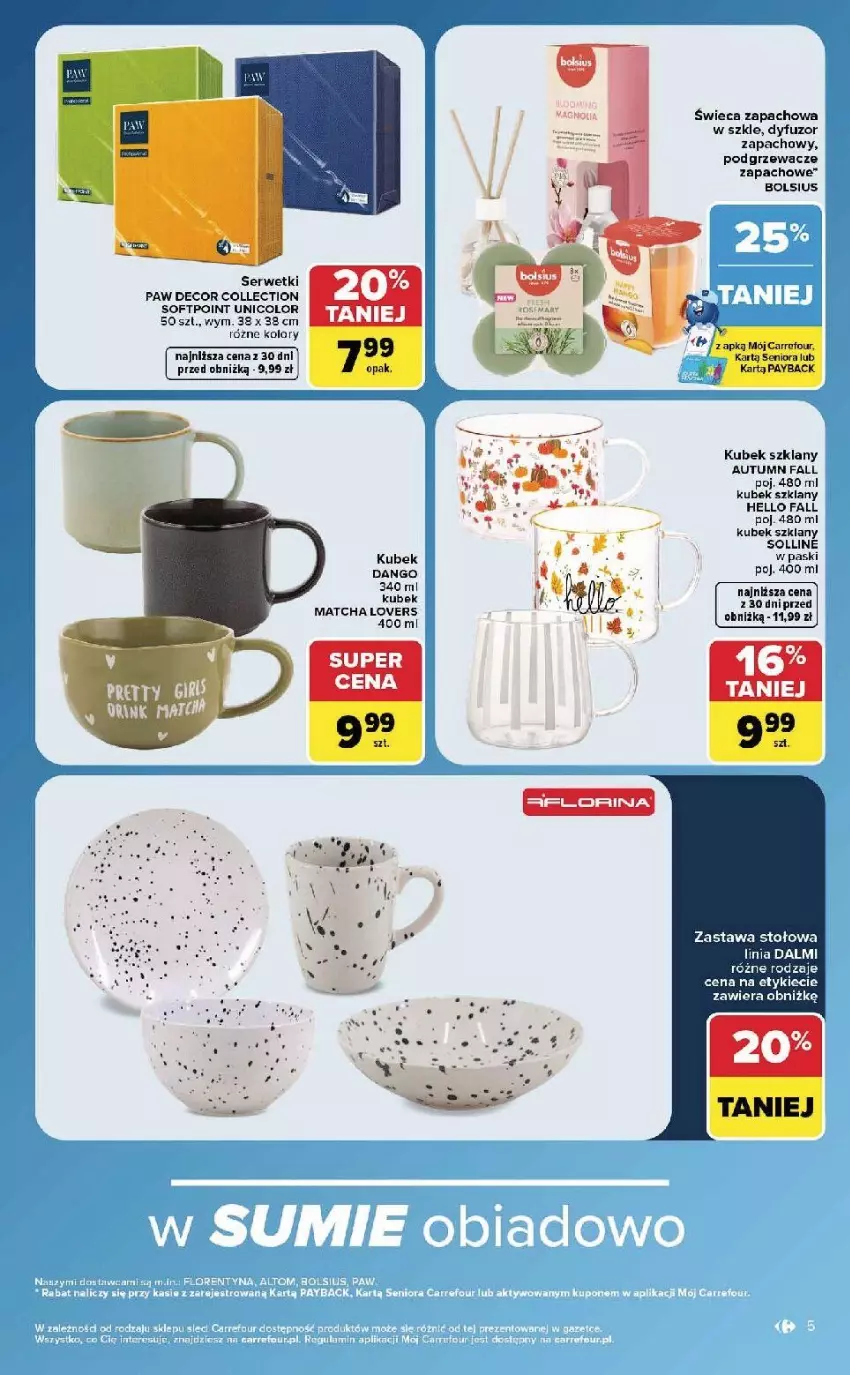 Gazetka promocyjna Carrefour - Gazetka Carrefour w SUMIE same okazje - ważna 24.08 do 05.09.2026 - strona 5 - produkty: Bols, Bolsius, Dyfuzor zapachowy, Fa, Kubek, LG, Podgrzewacze, Ser, Serwetki