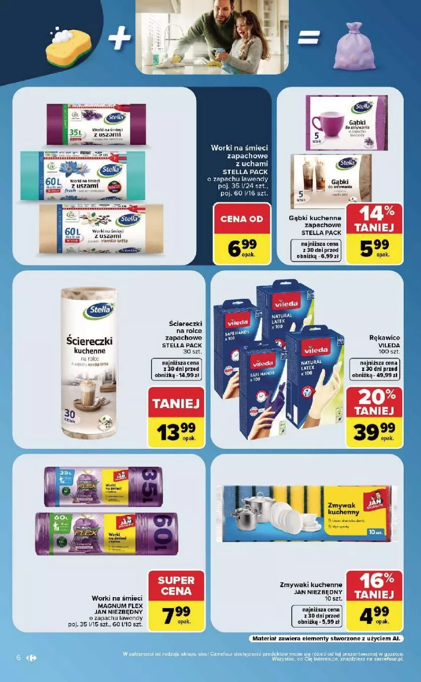 Gazetka promocyjna Carrefour - Gazetka Carrefour w SUMIE same okazje - ważna 24.08 do 05.09.2026 - strona 6 - produkty: Gin, Jan Niezbędny, Rękawice, Worki na śmiec, Worki na śmieci, Zmywaki kuchenne