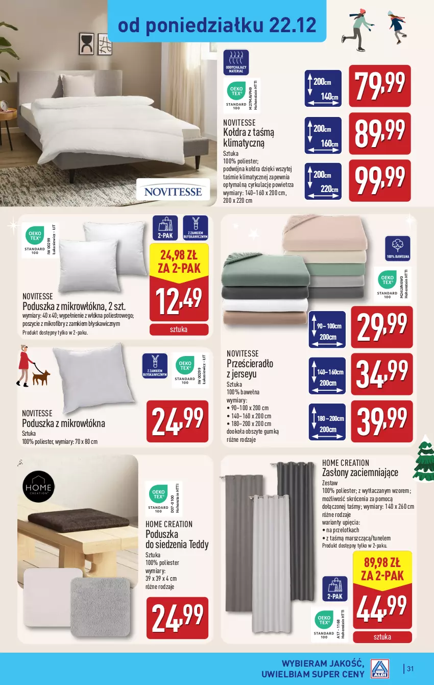 Gazetka promocyjna Aldi - Pełna oferta - ważna 22.12 do 27.12.2025 - strona 31 - produkty: Kołdra, Mars, Poduszka, Prześcieradło, Tunel, Wełna
