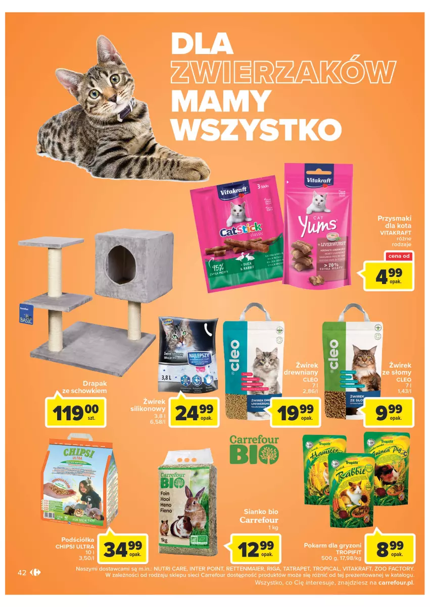 Gazetka promocyjna Carrefour - Gazetka Carrefour Zyskoteka - ważna 18.10 do 22.10.2022 - strona 42 - produkty: Drapak, Fa, Gry, Pokarm dla gryzoni, Przysmaki, Tatra, Tropical, Vitakraft