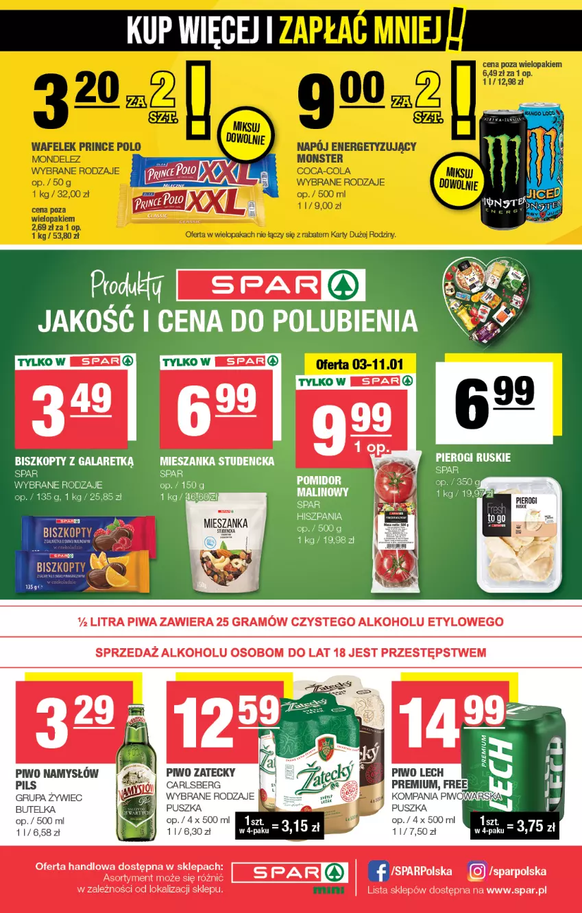 Gazetka promocyjna Spar - Spar-Mini - ważna 01.01 do 11.01.2025 - strona 4 - produkty: Biszkopty, Carlsberg, Gala, Gra, Koc, Mieszanka studencka, Namysłów, Pierogi, Piwa, Piwo