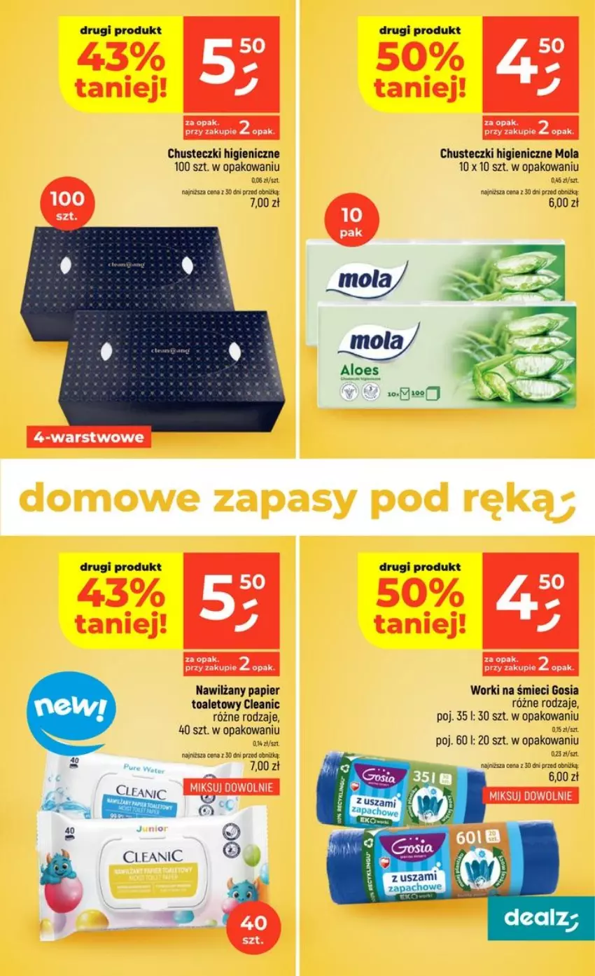 Gazetka promocyjna Dealz - NOWA GAZETKA - ważna 22.10 do 28.10.2026 - strona 35 - produkty: Chusteczki, Cleanic, Fa, Mola, Papier, Pur, Worki na śmiec, Worki na śmieci