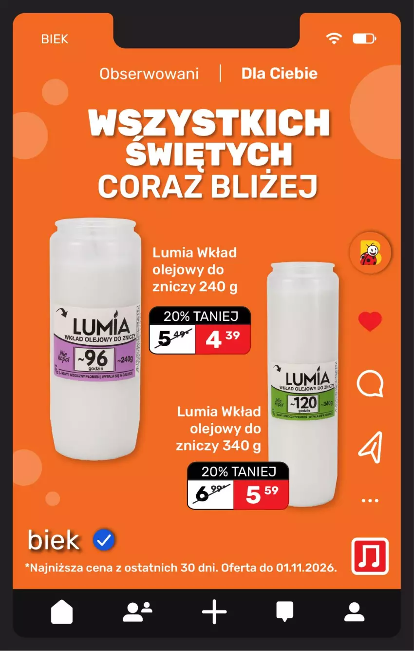 Gazetka promocyjna Biedronka - BIEK - ważna 30.10 do 06.11.2026 - strona 16 - produkty: Olej, Ser, Wkład olejowy, Znicz