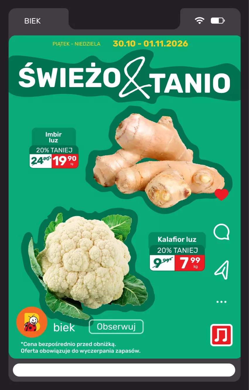 Gazetka promocyjna Biedronka - BIEK - ważna 30.10 do 06.11.2026 - strona 19 - produkty: Imbir, Kalafior