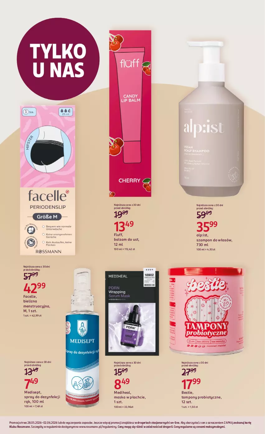 Gazetka promocyjna Rossmann - Gazetka promocyjna Rossmanna - ważna 27.05 do 02.06.2026 - strona 3 - produkty: Balsam do ust, Bielizna, Fa, Facelle, Maska, Maska w płachcie, Szampon, Tampony