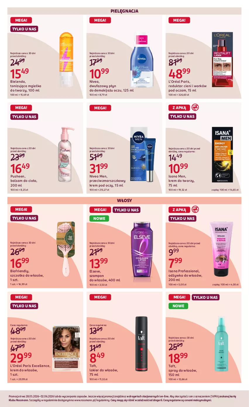 Gazetka promocyjna Rossmann - Gazetka promocyjna Rossmanna - ważna 27.05 do 02.06.2026 - strona 5 - produkty: Balsam do ciała, Bielenda, Elseve, Fa, Isana, Krem do twarzy, Krem pod oczy, L’Oréal, Lakier, Lakier do włosów, Makijaż, Mars, Mgiełka do twarzy, Nivea, Nivea Men, Odżywka, Szampon, Szczotka, Szczotka do włosów, Taft