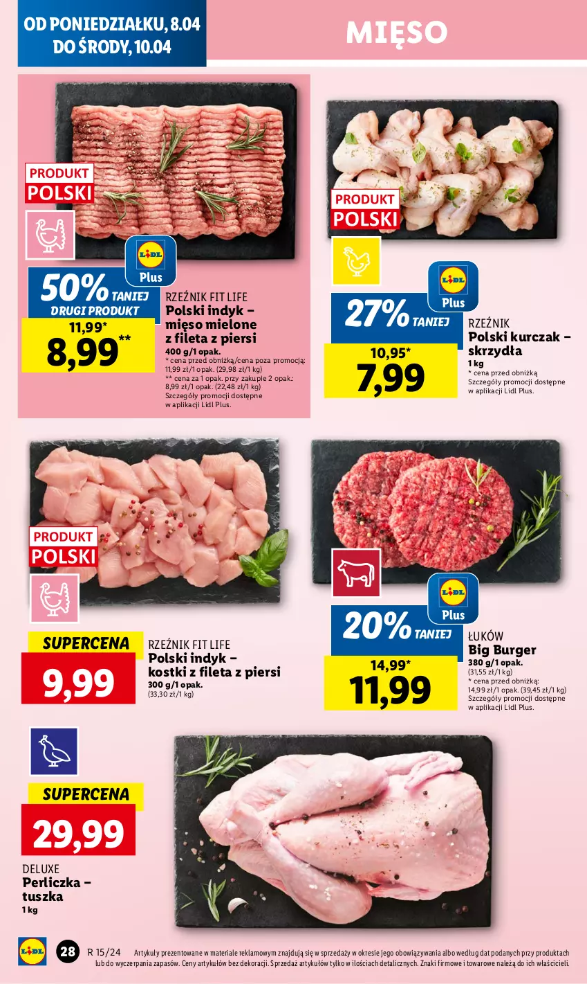 Gazetka promocyjna Lidl - GAZETKA - ważna 08.04 do 10.04.2024 - strona 28 - produkty: Burger, Kurczak, Mięso, Mięso mielone, Perliczka, Tusz